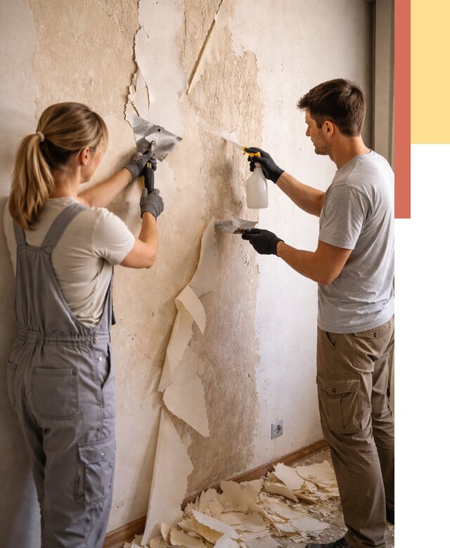 Снятие старых обоев в октябрьском от 5437 руб. под ключ недорого | ОТДЕЛОЧНИК-Ктб