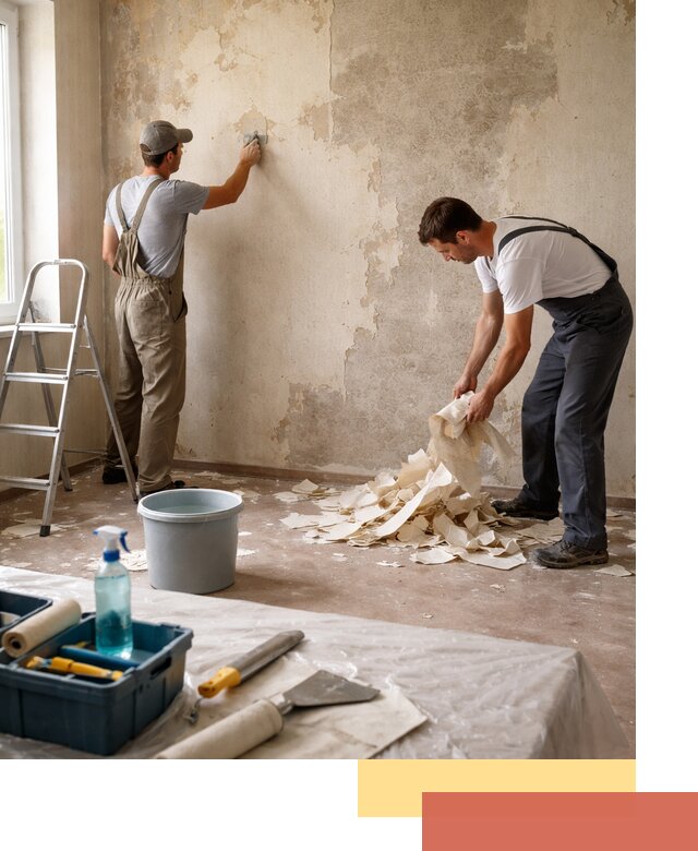 Снятие старых обоев в октябрьском быстро и качественно