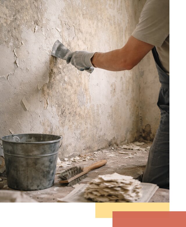 Удаление старой краски со стен в октябрьском качественно и быстро