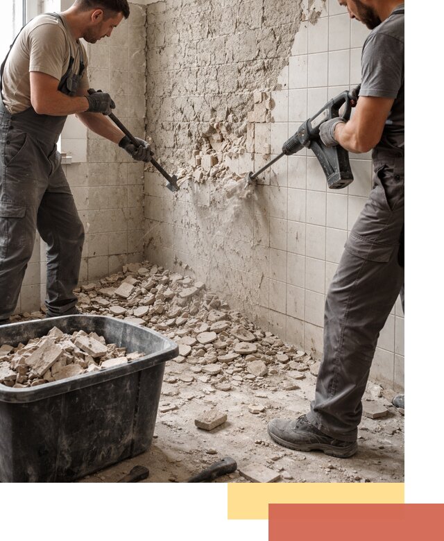 Демонтаж плитки со стен в октябрьском быстро и аккуратно