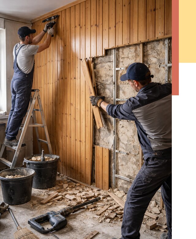 Демонтаж вагонки со стен в октябрьском от 1502 руб. — снятие, удаление, срочно | ОТДЕЛОЧНИК-Ктб