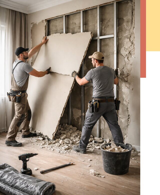 Демонтаж гипсокартона со стен в октябрьском от 362 руб. — услуги демонтажа | ОТДЕЛОЧНИК-Ктб