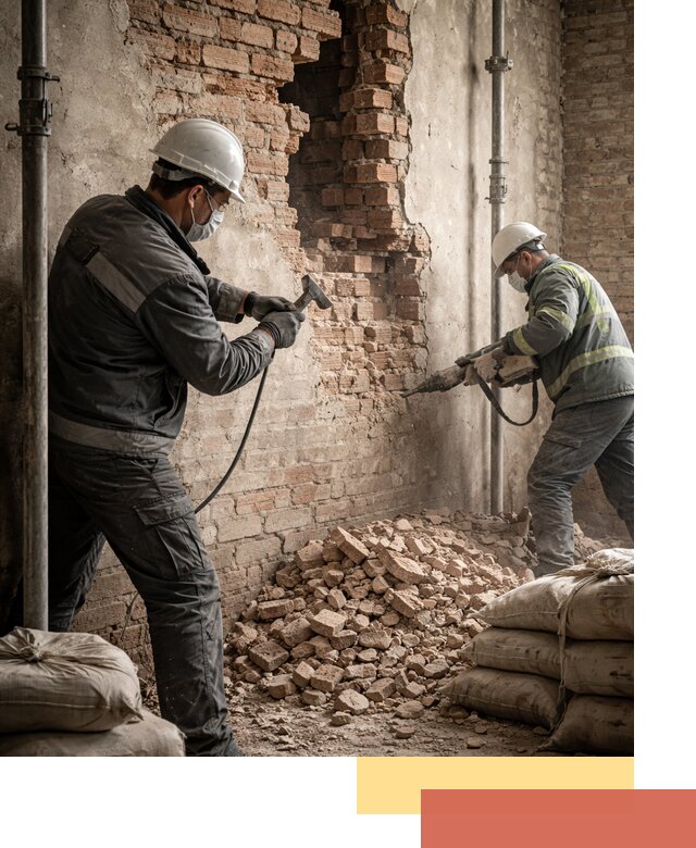 Демонтаж кирпичных стен в октябрьском быстро и безопасно