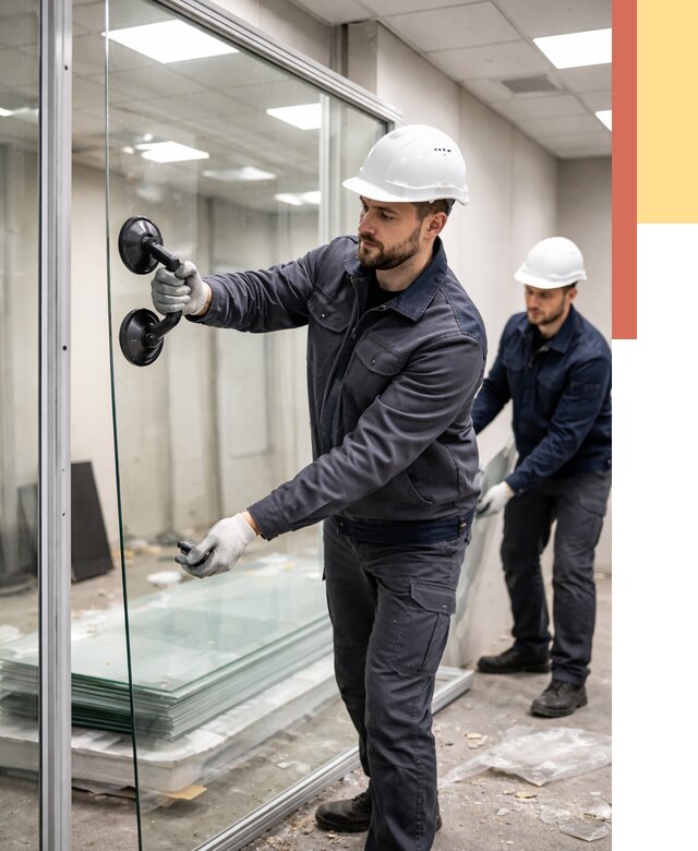 Демонтаж стеклянных перегородок в октябрьском от 3314 руб. — быстро и недорого | ОТДЕЛОЧНИК-Ктб