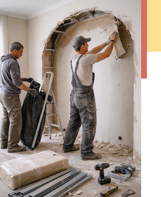 Демонтаж арки из гипсокартона в октябрьском от 3625 руб. — услуги под ключ | ОТДЕЛОЧНИК-Ктб