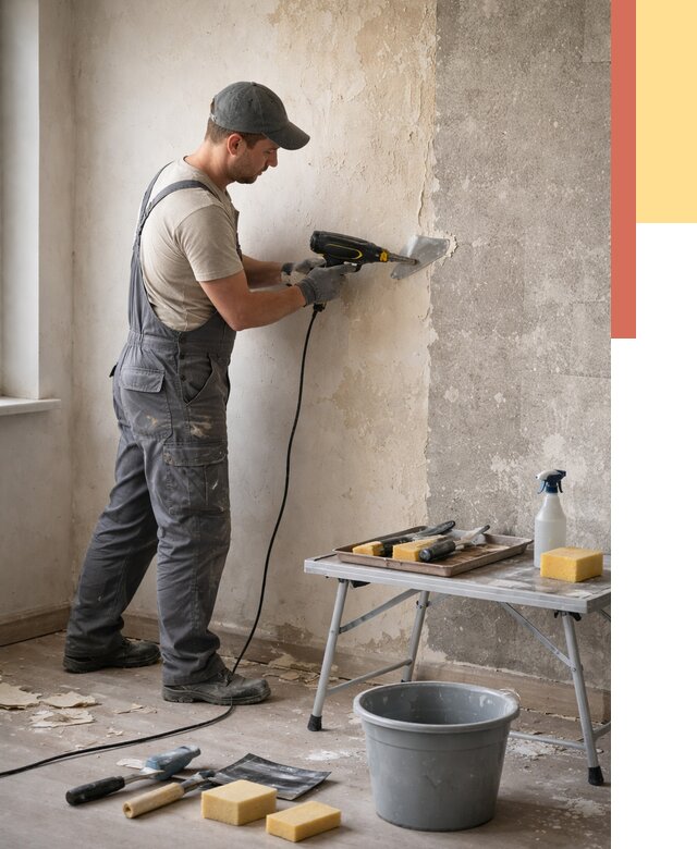 Очистка стен от клея в октябрьском от 1916 руб. — снятие и удаление клея со стен | ОТДЕЛОЧНИК-Ктб