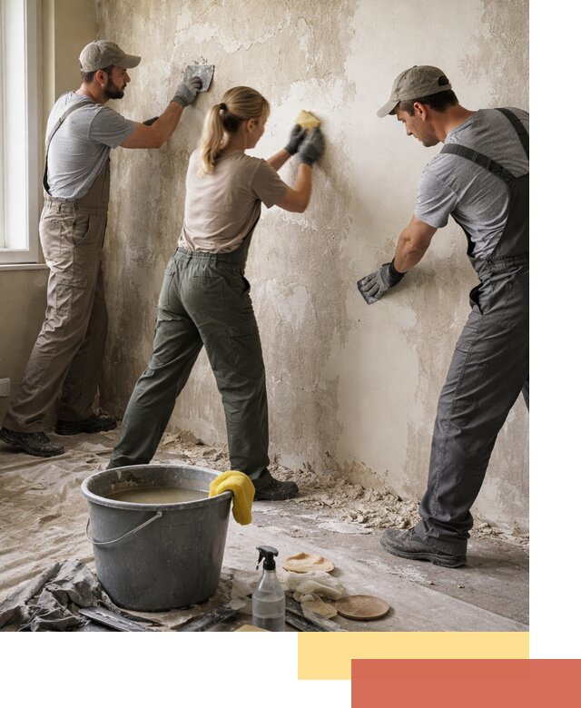 Очистка стен от клея и грунтовки в октябрьском качественно и быстро