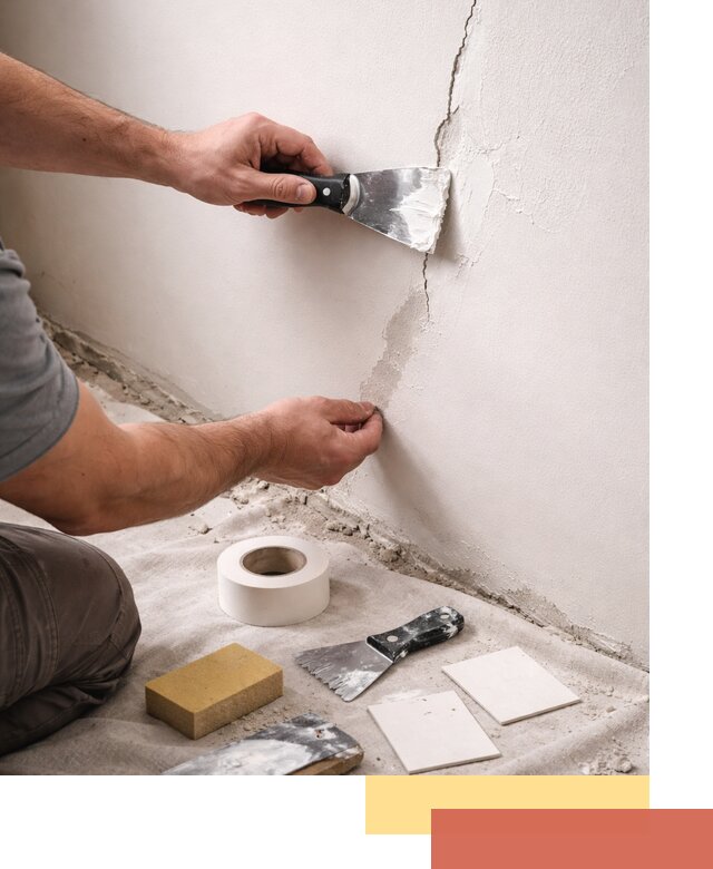 Заделка трещин и сколов в стенах и потолках в октябрьском