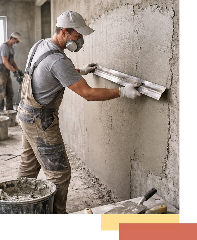 Штукатурка бетонных стен в октябрьском качественно и долговечно