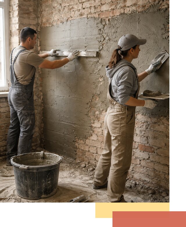 Штукатурка кирпичных стен в октябрьском — качественно и надежно