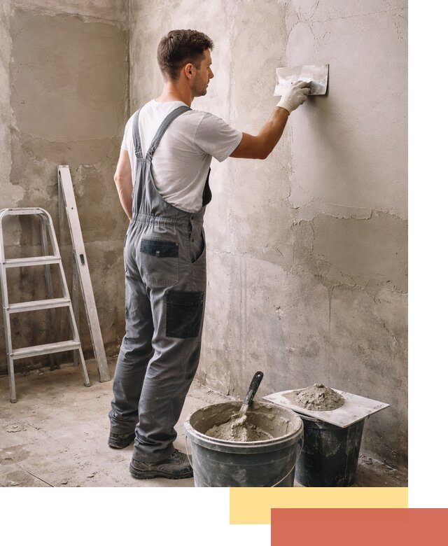 Штукатурка стен в ванной под ключ в октябрьском