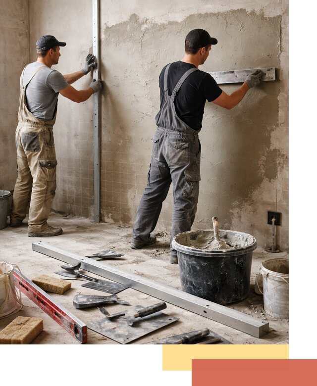 Профессиональная штукатурка стен под плитку в октябрьском