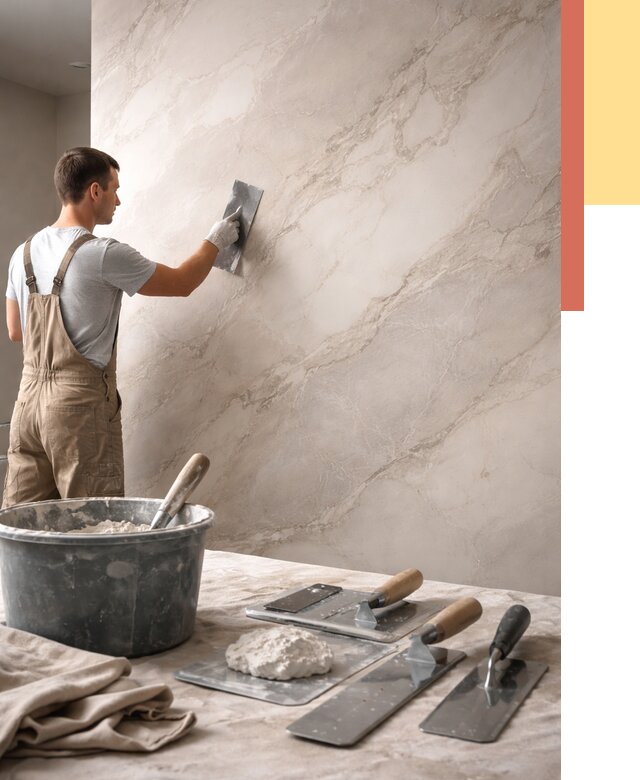 Декоративная штукатурка под мрамор в октябрьском от 2900 руб./м² — быстро и недорого | ОТДЕЛОЧНИК-Ктб