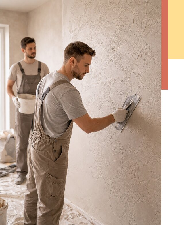 Фактурная штукатурка стен в октябрьском от 4350 руб./м² — заказать под ключ | ОТДЕЛОЧНИК-Ктб