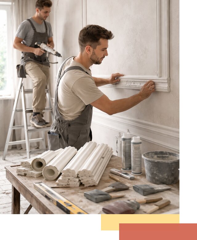 Монтаж лепнины на стены в октябрьском профессионально и качественно