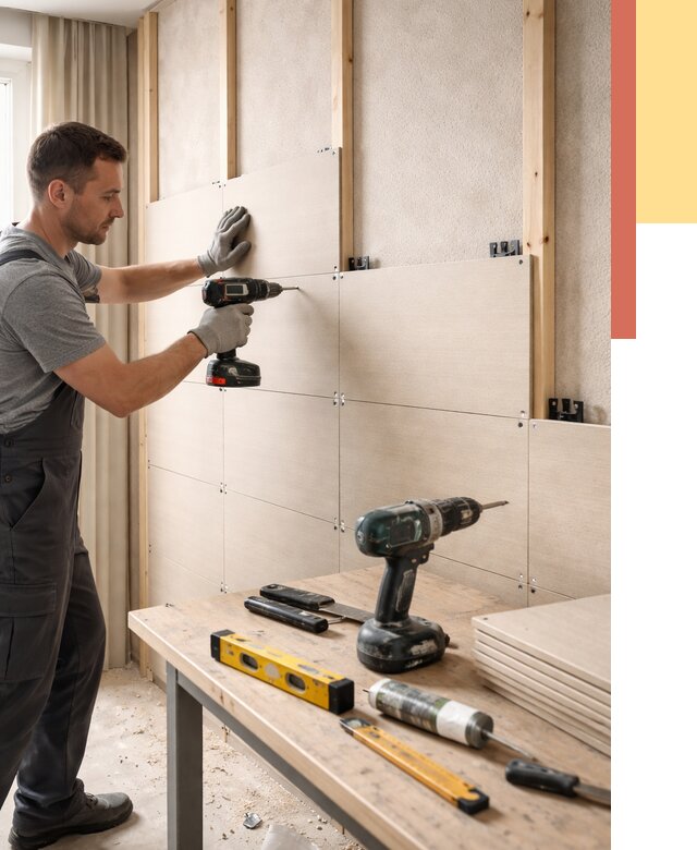 Монтаж МДФ панелей на стены в октябрьском от 1295 руб. под ключ | ОТДЕЛОЧНИК-Ктб