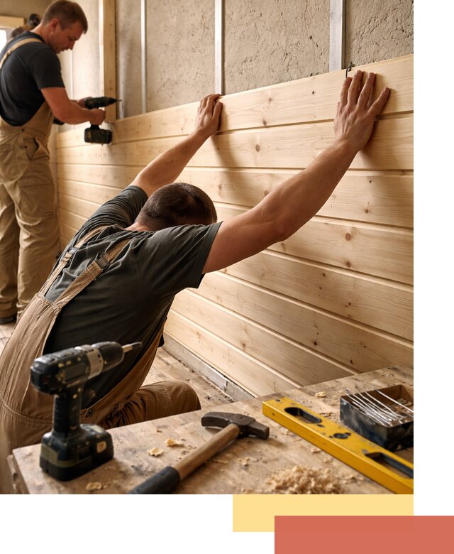 Монтаж деревянной вагонки на стены в октябрьском быстро и качественно