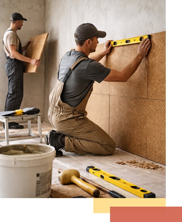 Монтаж пробковых панелей на стены в октябрьском быстро и качественно