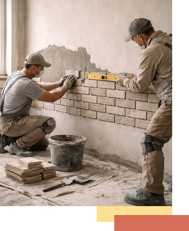 Монтаж декоративного кирпича профессионально в октябрьском