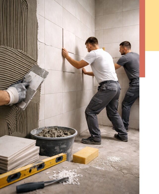 Укладка плитки на стены в октябрьском от 880 руб. — качественно и недорого | ОТДЕЛОЧНИК-Ктб