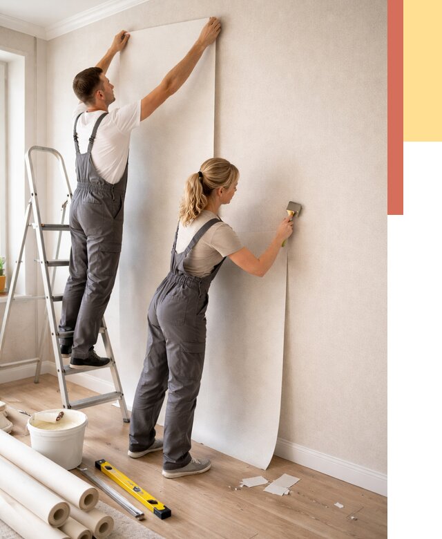 Поклейка флизелиновых обоев в октябрьском от 6214 руб. | Быстро и недорого — ОТДЕЛОЧНИК-Ктб