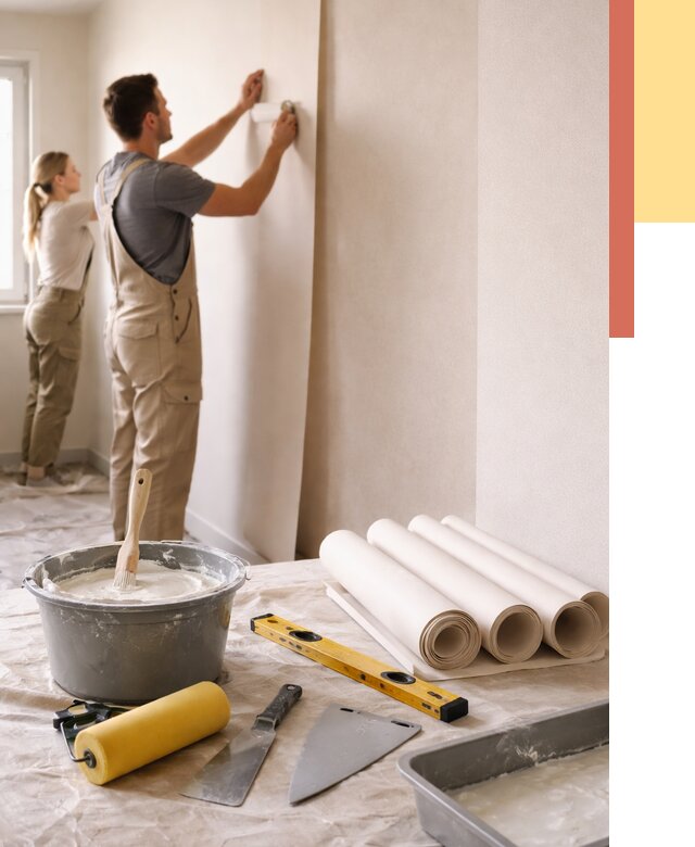 Поклейка бумажных обоев в октябрьском от 5696 руб./м2 — быстро и недорого | ОТДЕЛОЧНИК-Ктб