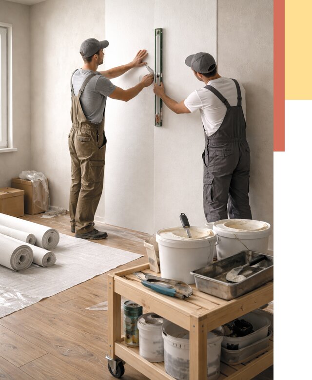 Поклейка стеклообоев в октябрьском от 6732 руб. за м2 — быстро и недорого | ОТДЕЛОЧНИК-Ктб