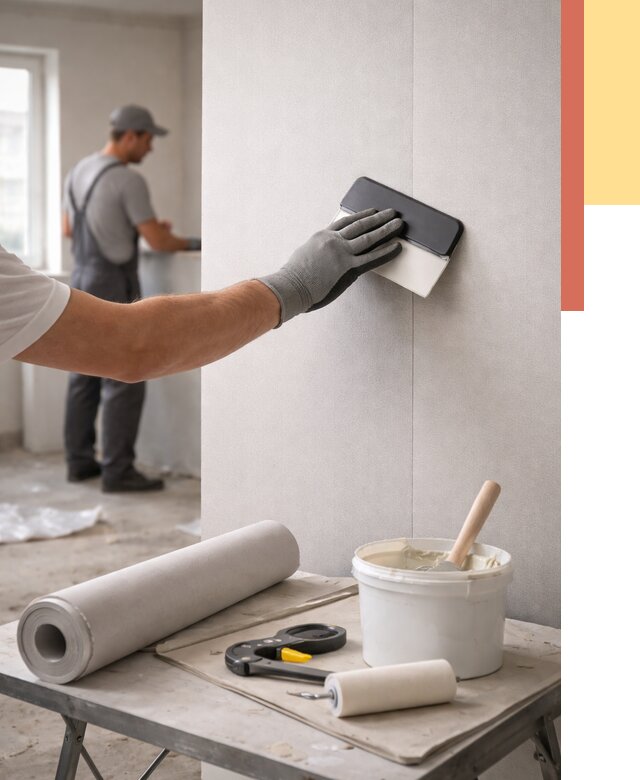 Поклейка обоев под покраску в октябрьском от 3625 руб. за м2 | ОТДЕЛОЧНИК-Ктб