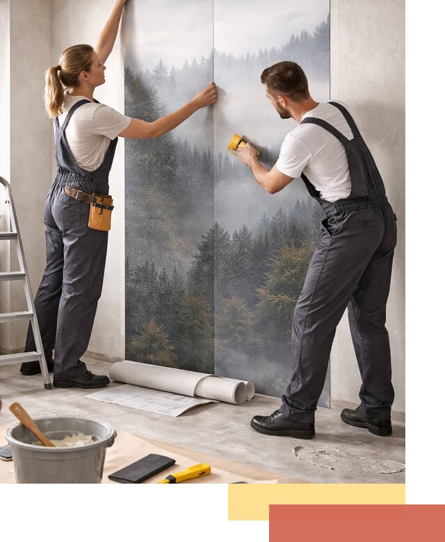 Поклейка фотообоев профессионально в октябрьском под ключ