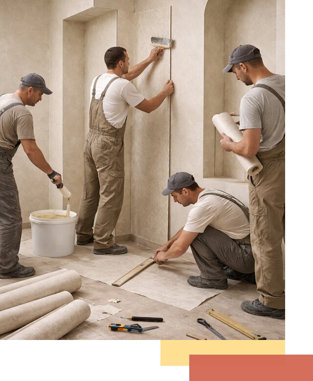 Поклейка обоев на сложные стены и неровные поверхности в октябрьском