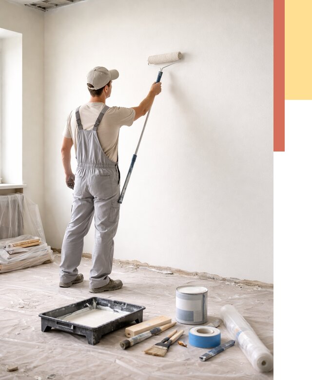 Покраска стен водоэмульсионной краской в октябрьском от 466 руб. за м² | ОТДЕЛОЧНИК-Ктб