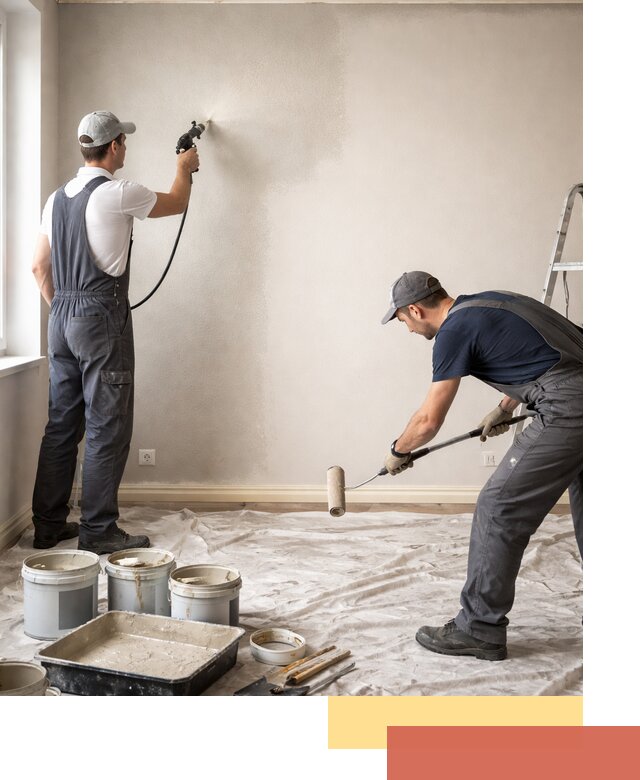 Покраска стен моющейся краской и защита поверхностей в октябрьском