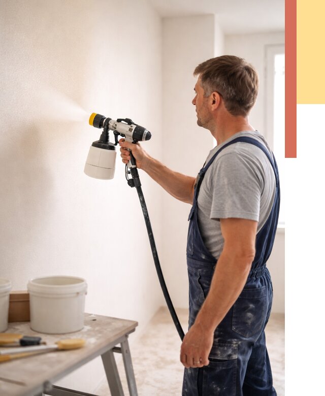 Покраска стен краскопультом в октябрьском от 7768 руб. — механизированная покраска | ОТДЕЛОЧНИК-Ктб