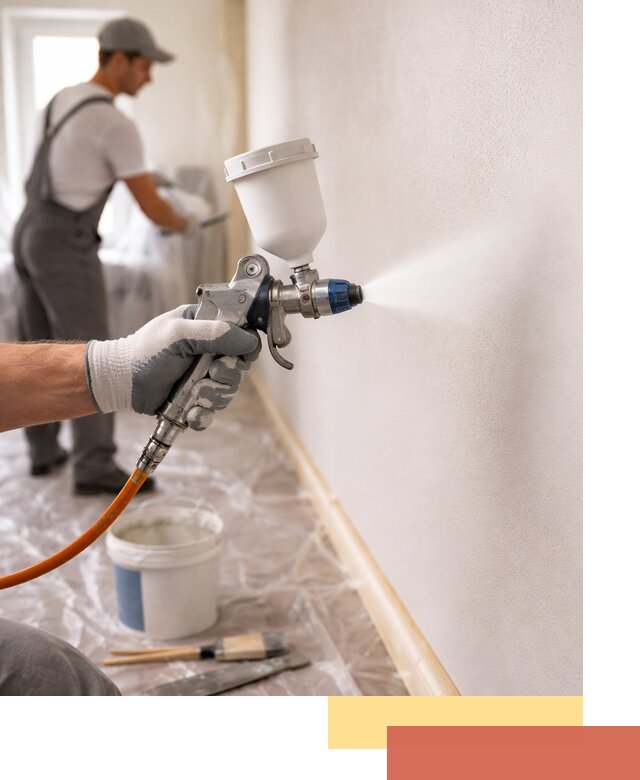 Покраска стен краскопультом в октябрьском быстро и качественно