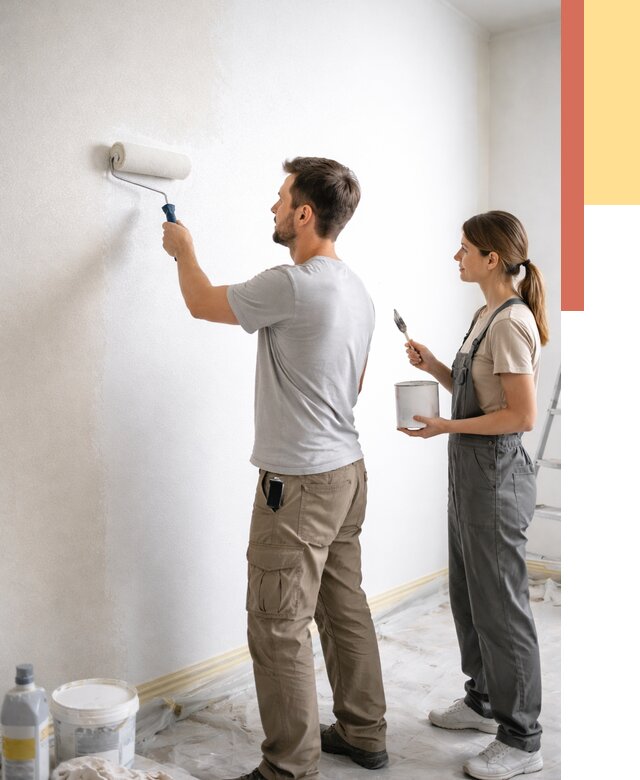 Окраска стен по стеклохолсту в октябрьском от 4661 руб/м² под ключ | ОТДЕЛОЧНИК-Ктб