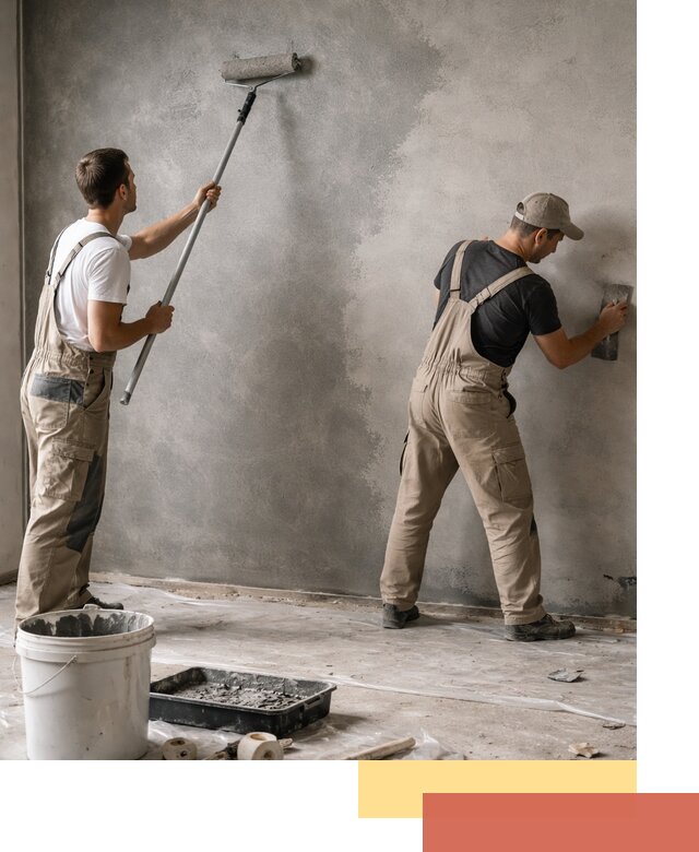 Покраска стен под бетон в октябрьском профессионально и недорого