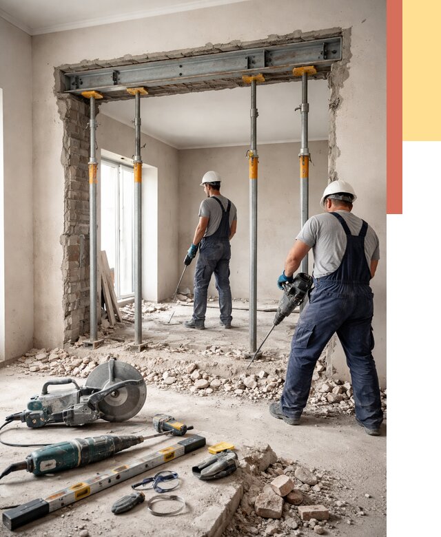 Прорезка проема в стене в октябрьском от 4661 руб. — быстро и недорого | ОТДЕЛОЧНИК-Ктб