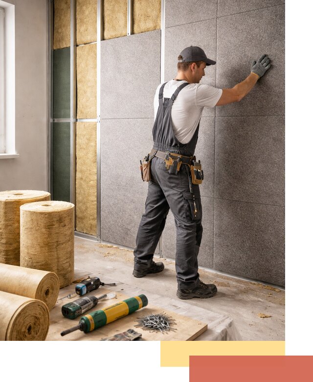 Профессиональная шумоизоляция стен в октябрьском для квартиры и офиса