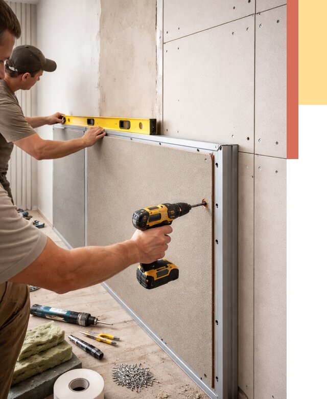 Шумоизоляция стен панелями ЗИПС в октябрьском от 2279 руб./м² под ключ | ОТДЕЛОЧНИК-Ктб