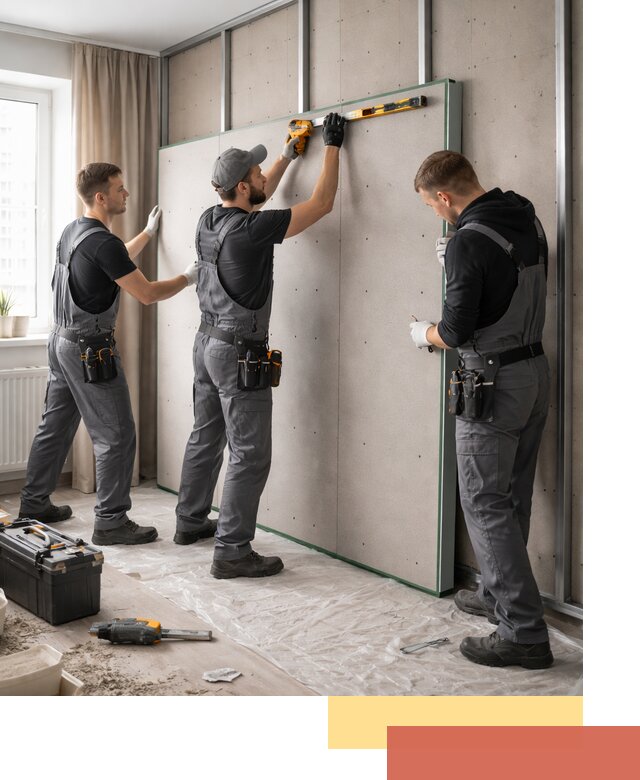 Шумоизоляция стен панелями ЗИПС в октябрьском для жилых и коммерческих помещений