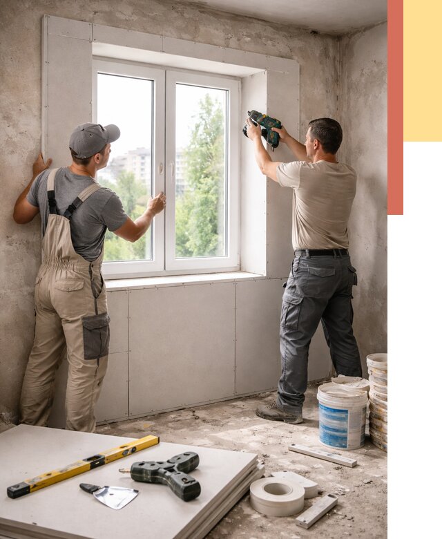 Монтаж откосов из гипсокартона в октябрьском от 4661 руб. под ключ | ОТДЕЛОЧНИК-Ктб