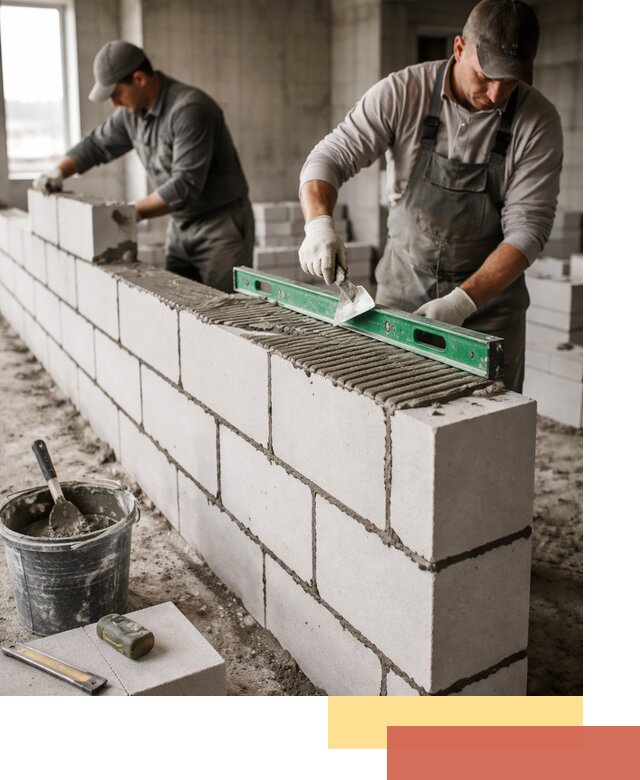 Кладка перегородок из газобетона в октябрьском быстро и качественно