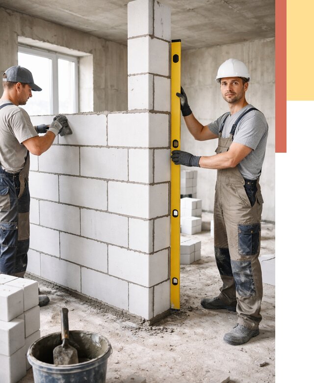 Кладка перегородок из пеноблока в октябрьском от 1864 руб. под ключ | ОТДЕЛОЧНИК-Ктб