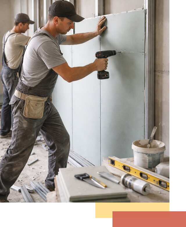 Кладка влагостойких перегородок ПГП в октябрьском