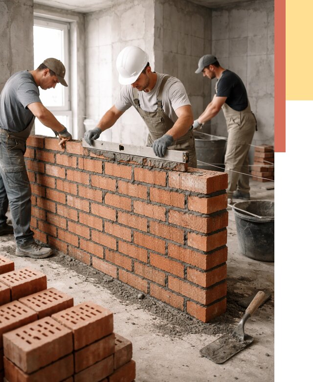 Кладка перегородок из кирпича в октябрьском от 3625 руб. за м² | ОТДЕЛОЧНИК-Ктб