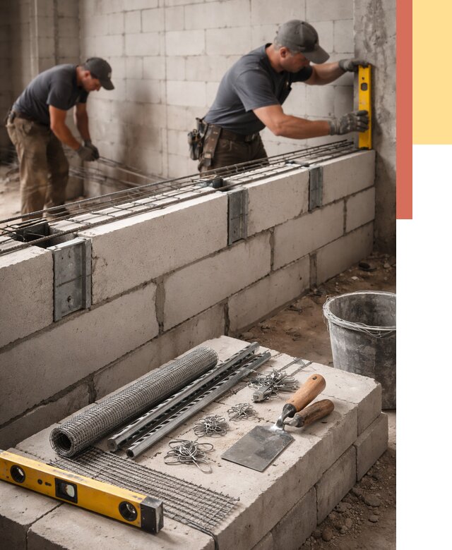 Армирование кладки перегородок в октябрьском от 777 руб. под ключ | ОТДЕЛОЧНИК-Ктб