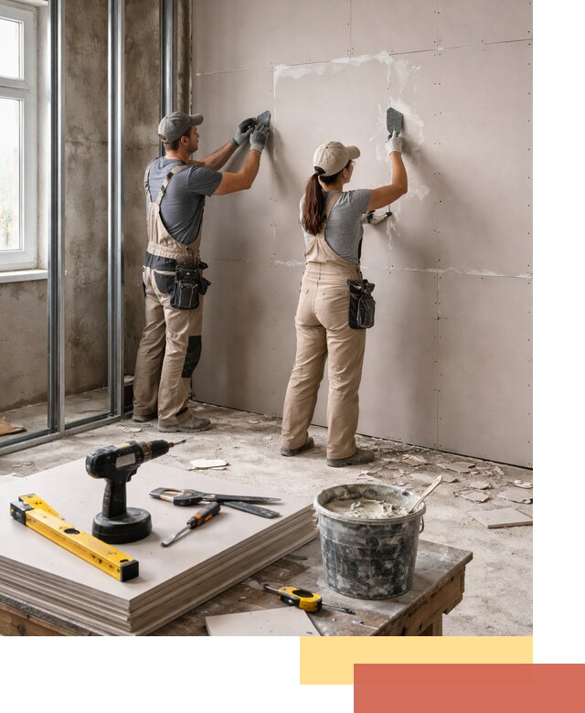 Монтаж двухслойной перегородки из гипсокартона в октябрьском