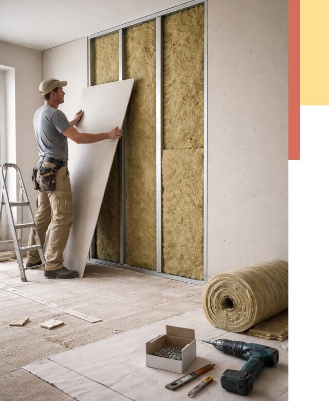 Перегородка из гипсокартона с шумоизоляцией в октябрьском от 3231 руб. | ОТДЕЛОЧНИК-Ктб