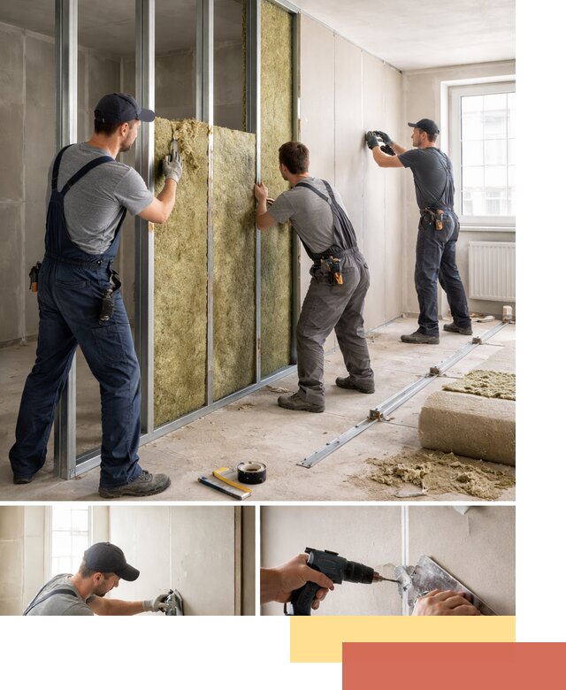 Перегородка из гипсокартона с шумоизоляцией в октябрьском — монтаж под ключ