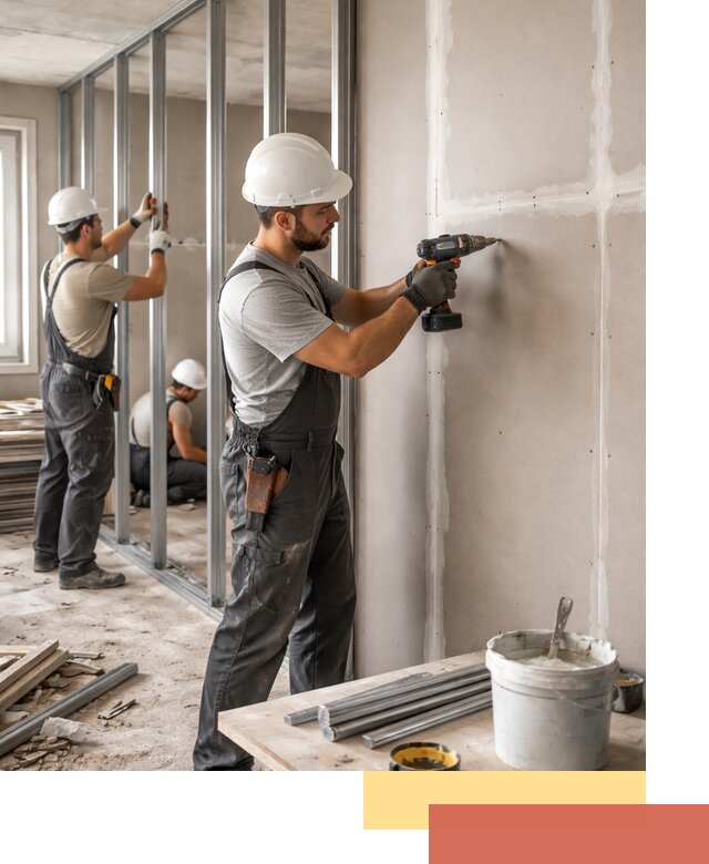 Перегородки из огнестойкого гипсокартона в октябрьском под ключ